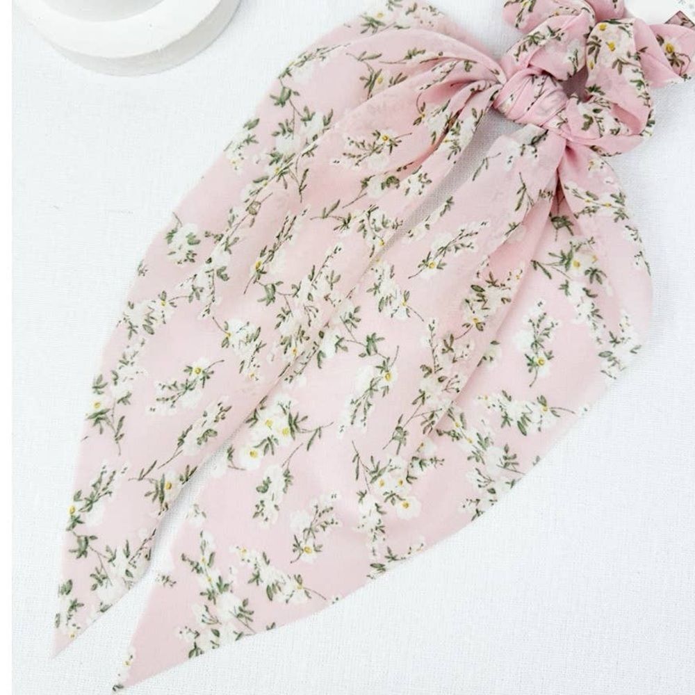 Floral Pink Hair Scrunchie K80